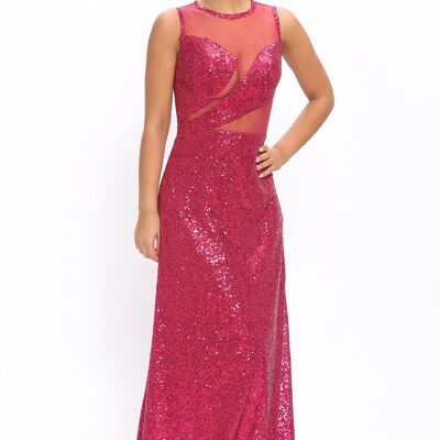 Cerise Sequin Maxi Dress