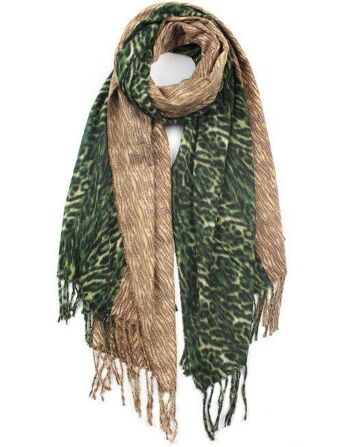 Foulard d'hiver vert léopard demi-côté