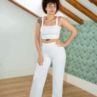 Shape White Crop Top and Wide Leg Trousers Co-ord Set