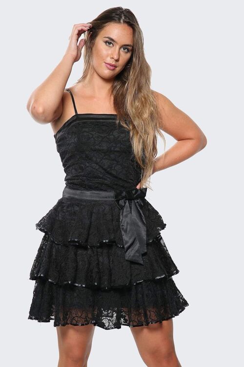 Black Tiered Ruffled Babydoll Mini Dress