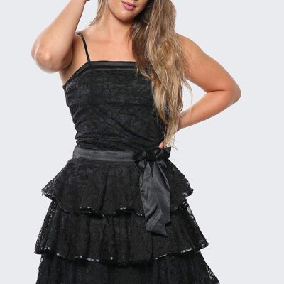 Black Tiered Ruffled Babydoll Mini Dress