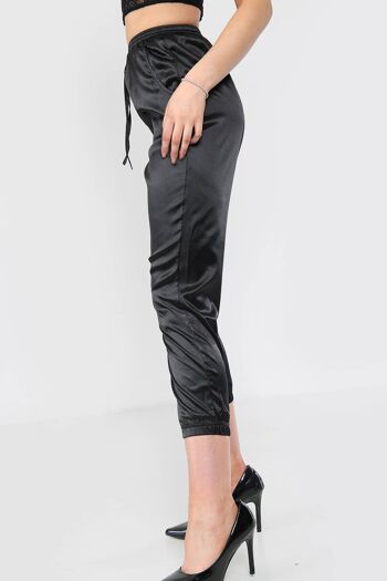 Pantalon de jogging en satin avec cordon de serrage - Bleu - 10 7