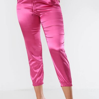 Satin Drawstring Jogger Pant - Hotpink - 10