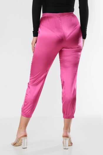 Pantalon de jogging en satin avec cordon de serrage - Rose vif - 10 6