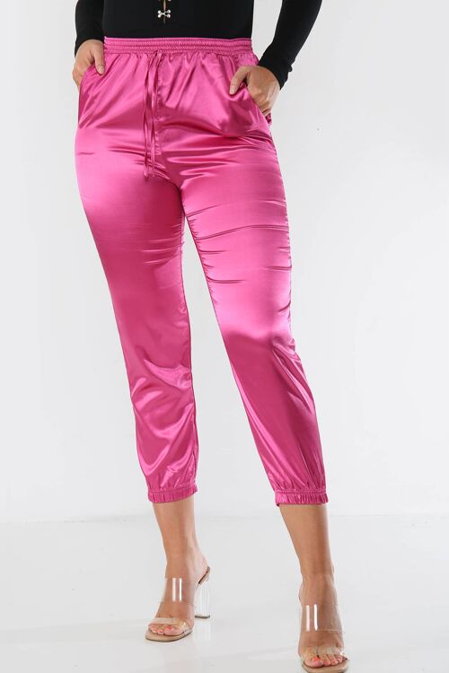 Satin Drawstring Jogger Pant - Hotpink - 12