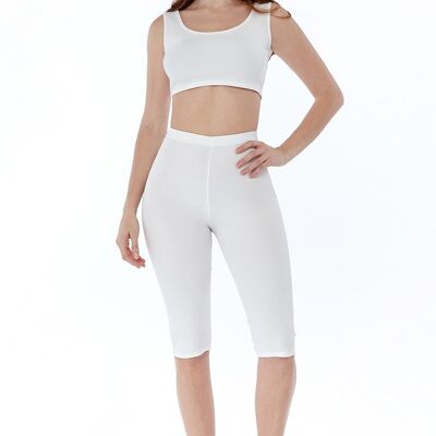 White Ribbed Strappy Crop Top and Cycling Shorts Co-ord