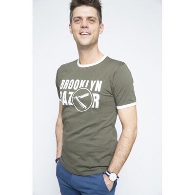 Brooklyn Razor T-Shirt Logo Text Olive Green