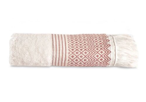 Diamond Jacquard Cotton Tassel Hand Towels Mauve