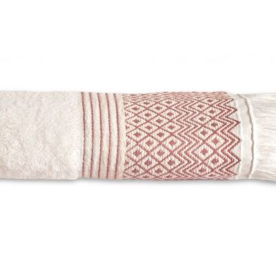 Asciugamani con nappe in cotone jacquard a rombi Malva