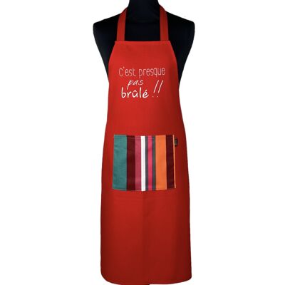 Apron, "It's almost not burned" red