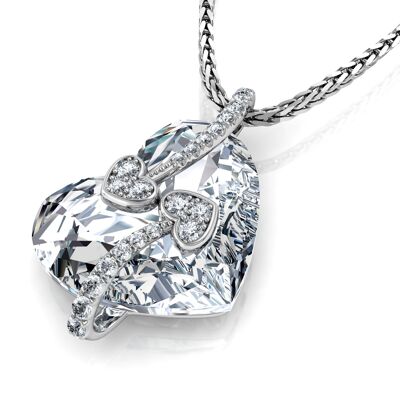 DEPHINI - Kristall Herz Halskette - 925 Sterling Silber SW Kristall