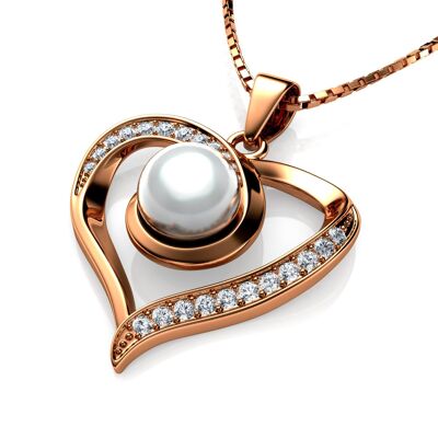 Rose Pearl Necklace - 18ct Gold Plated 925 Sterling Silver Dephini