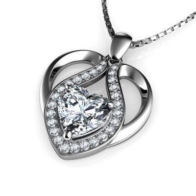 DEPHINI - Lindo collar - Corazón de plata de ley 925 - Regalo de lujo
