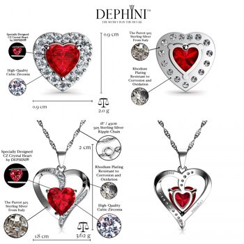 DEPHINI Red Jewellery SET Collier Coeur & Boucles D'Oreilles Coeur Argent 2
