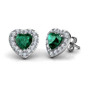DEPHINI Green Jewellery SET Collier Coeur & Boucles D'Oreilles Coeur Argent 5