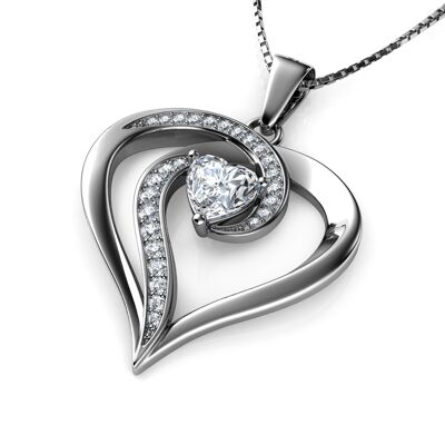 Elegant Necklace - 925 Sterling Silver Jewellery Heart Pendant Dephini