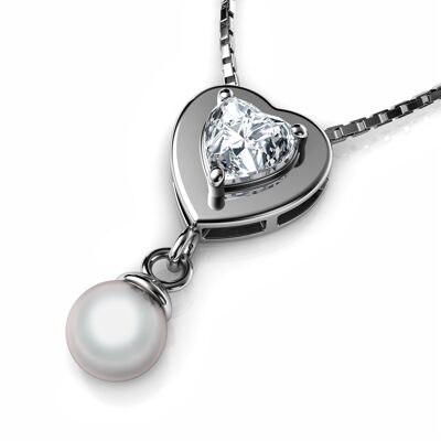 Kleines Herz Perlenkette - CZ 925 Sterling Silber Schmuck Dephini