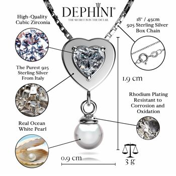 Collier de perles petit coeur - Bijoux en argent sterling CZ 925 Dephini 2
