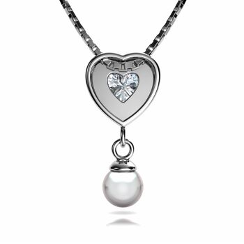 Collier de perles petit coeur - Bijoux en argent sterling CZ 925 Dephini 3
