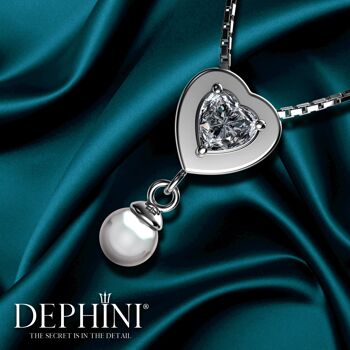 Collier de perles petit coeur - Bijoux en argent sterling CZ 925 Dephini 5