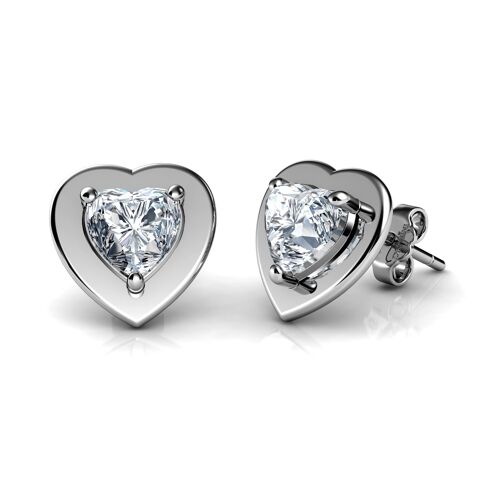 Double Heart Earrings 925 Sterling Silver Stud Earrings for Woman CZ