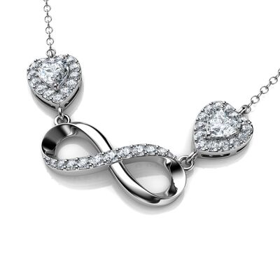 Infinity Pendant - 925 Sterling Silver Necklace Hearts CZ Crystals