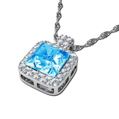 Aqua Kristall Halskette von DEPHINI 925 Sterling Silber Schmuckanhänger