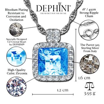 Collier cristal Aqua par DEPHINI Pendentif bijou en argent sterling 925 2