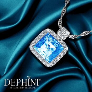 Collier cristal Aqua par DEPHINI Pendentif bijou en argent sterling 925 5