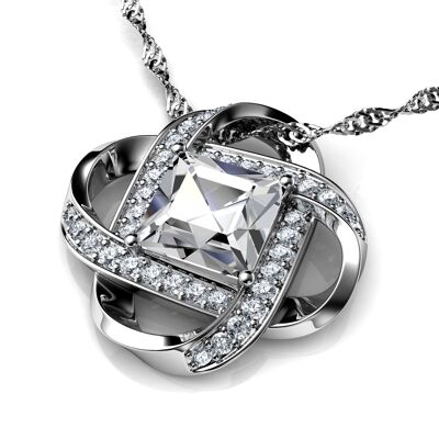 Love Necklace White Cubic Zirconia Crystal Pendant Silver by Dephini