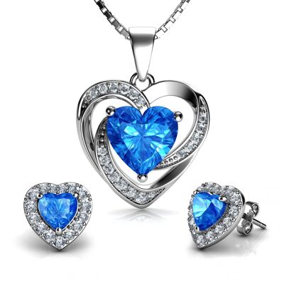 Set di gioielli con cuore Collana con cuore d'acqua e orecchini a cuore Dephini