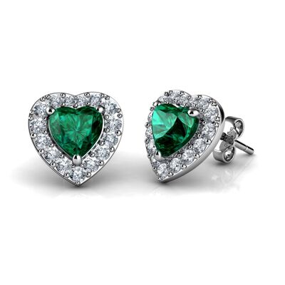DEPHINI Green Heart Earrings  925 Sterling Silver Stud Earrings CZ
