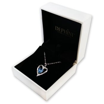 DEPHINI Collier de Fiançailles - Argent Sterling 925 Aqua Heart Crystal 4