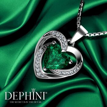 Collier coeur vert DEPHINI - Pendentif en argent sterling 925 CZ Crystal 5