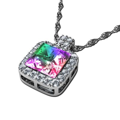 DEPHINI Rainbow Halskette - 925 Sterling Silber SW Markenkristall
