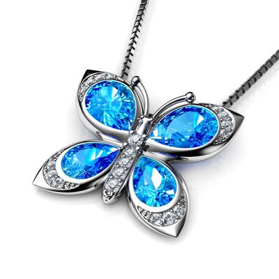 DEPHINI butterfly necklace - 925 Sterling Silver CZ Crystals