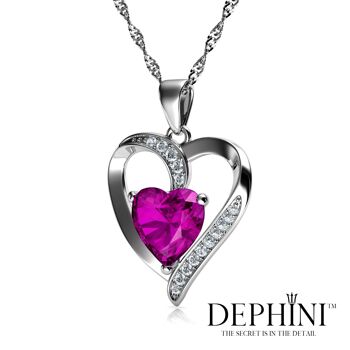 Collier coeur rose DEPHINI - Pendentif en argent sterling 925 CZ Crystal 4