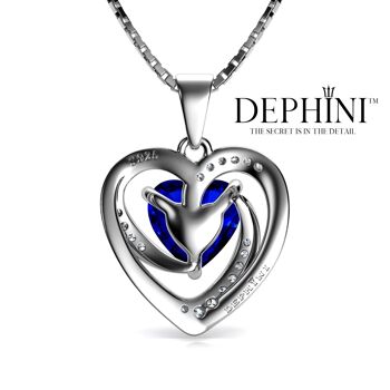 Collier coeur bleu DEPHINI - Pendentif coeur en argent sterling 925 CZ 3