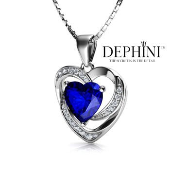 Collier coeur bleu DEPHINI - Pendentif coeur en argent sterling 925 CZ 4