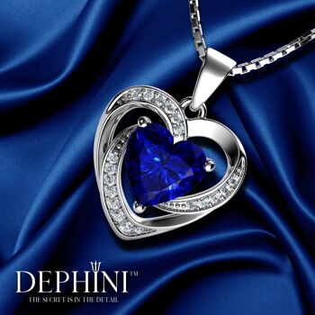 Collier coeur bleu DEPHINI - Pendentif coeur en argent sterling 925 CZ 5