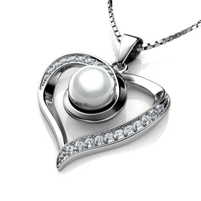 Collana di perle a forma di cuore CZ Pendente in argento sterling 925 Gioielli Dephini