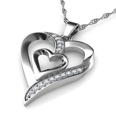 Collar de doble corazón - Colgante de joyería de plata de ley 925 Dephini