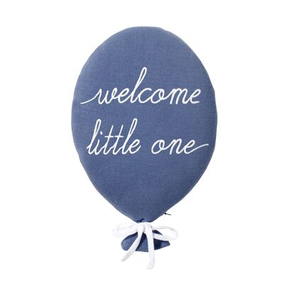 Cojín globo "Welcome Little One" azul