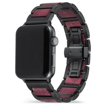 Bracelet Apple Watch - Bois d'Amarante et Acier Noir 1