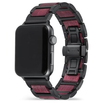 Bracciale Apple Watch - Legno amaranto e acciaio nero