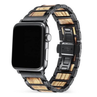 Apple Watch Bracelet - Zebra Wood and Black Steel
