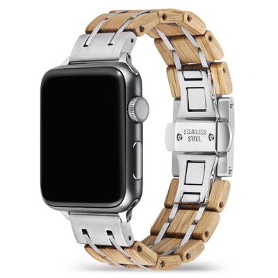 Pulsera Apple Watch - Madera de roble y acero II