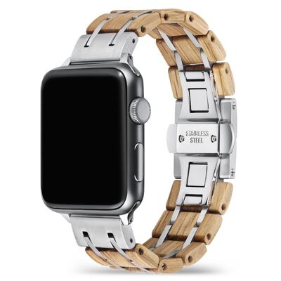 Bracciale Apple Watch - Legno di quercia e acciaio II