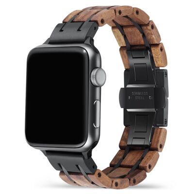 Pulsera Apple Watch - Madera de koa y acero negro