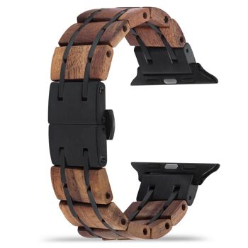 Bracelet Apple Watch - Bois de Koa et Acier Noir 2